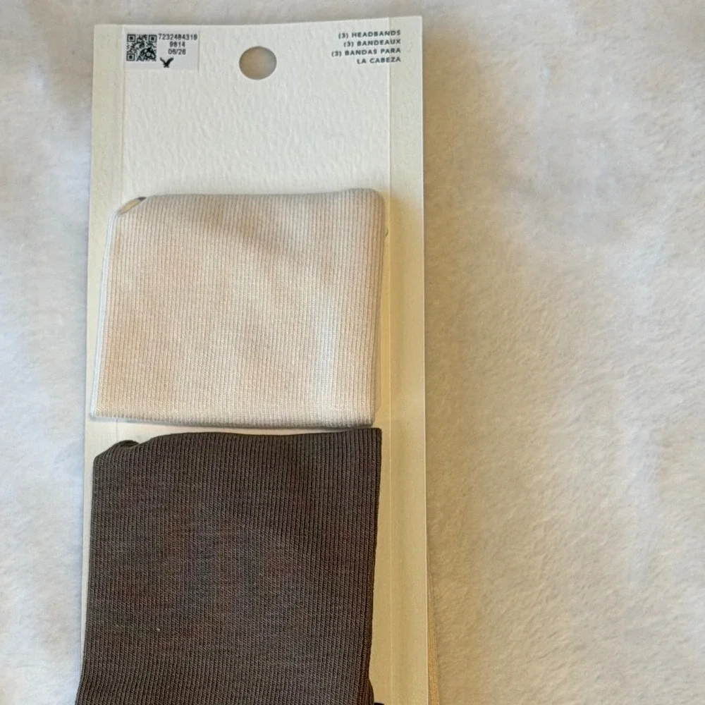 American Eagle 3 Pack Ribbed Neutral Headbands Cream Brown NWT
